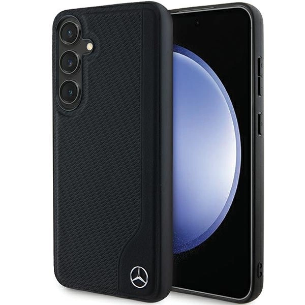 Samsung Galaxy S24+ Plus (SM-S926) Mercedes Leather Debossed Line MagSafe Case Cover, Black | Telefona Maciņš Vāks...