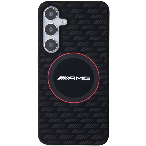 Mercedes AMG Samsung Galaxy S24 vāciņš Silicone Carbon Pattern MagSafe, melns