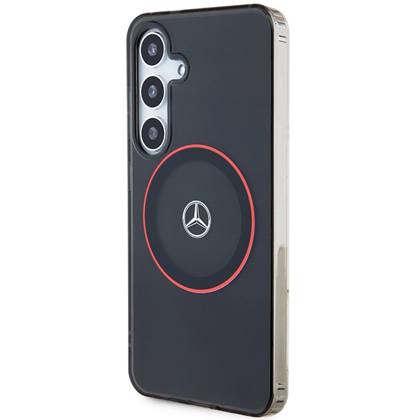 Mercedes Samsung Galaxy S24 vāciņš IML Printed Ring MagSafe, melns