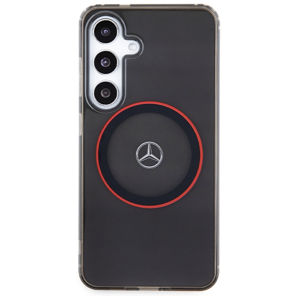 Mercedes Samsung Galaxy S24 vāciņš IML Printed Ring MagSafe, melns