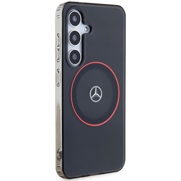Mercedes Samsung Galaxy S24 vāciņš IML Printed Ring MagSafe, melns