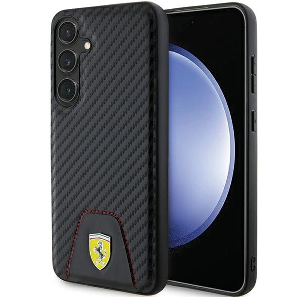 Ferrari Samsung Galaxy S24+ Case Carbon Stitched Bottom, Black