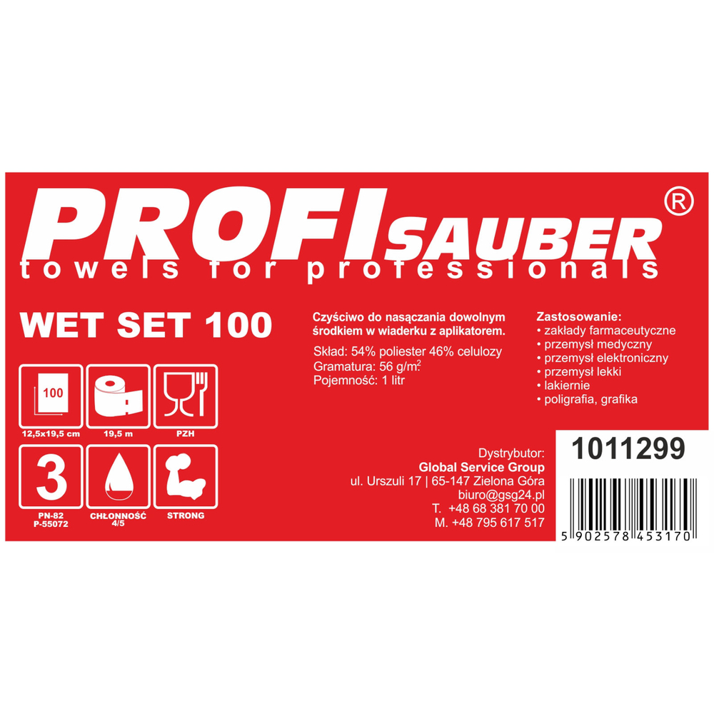 Комплект салфеток Profi Sauber WET SET 100 в ведре с дозатором