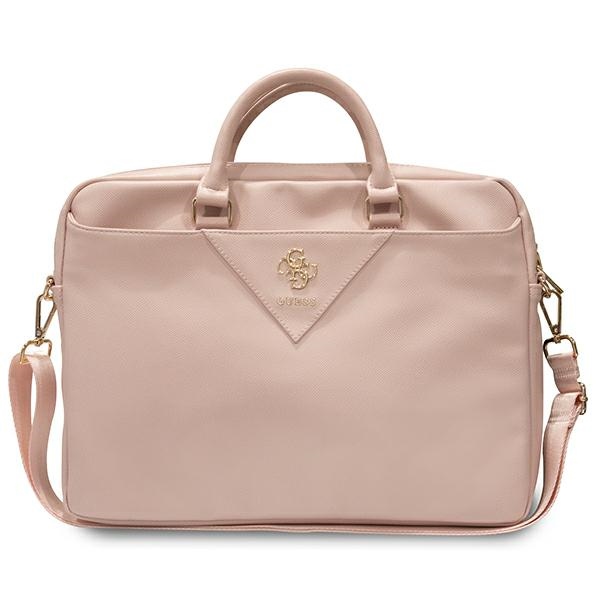 Guess klēpjdatora soma 16" ZIP Leather Triangle, rozā