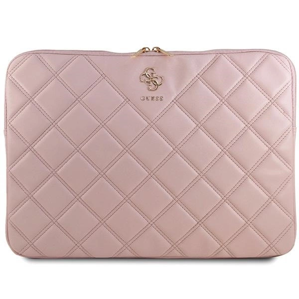 Guess Stepēts 4G vāks 16" klēpjdatoram - rozā krāsā | Quilted cover for a laptop pink