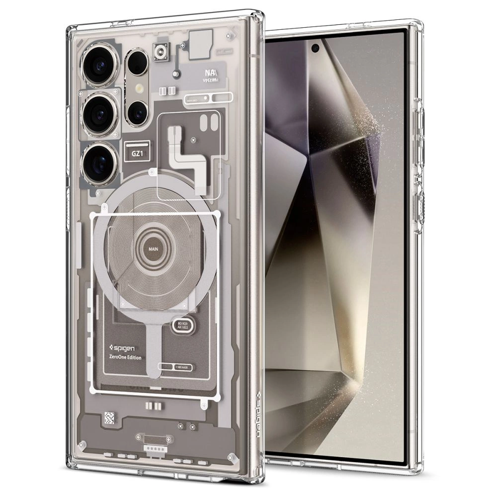 Spigen Ultra Hybrid OneTap Ring Case with MagSafe for Samsung Galaxy S24 Ultra - Transparent (Zero One Pattern)