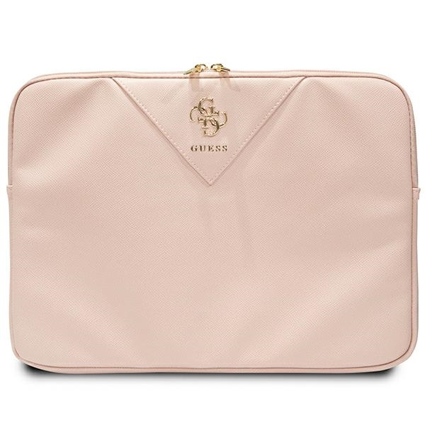 Чехол для ноутбука 14" Guess ZIP Leather Triangle, розовый