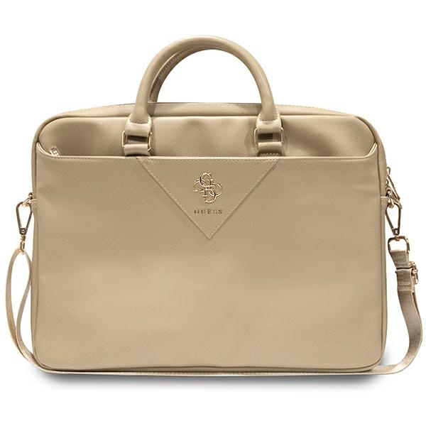 Guess klēpjdatora soma 16" ZIP Leather Triangle, zelta