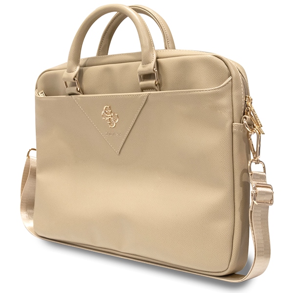 Guess Laptop Bag 16\" ZIP Leather Triangle, Gold