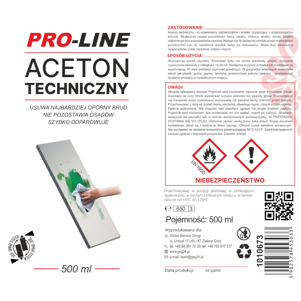 Pro-Line Tehniskais acetons 100% aerosols 500ml