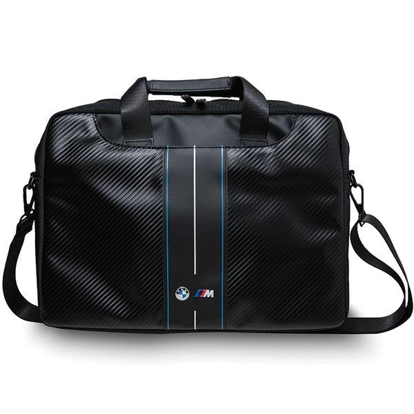 BMW Carbon & Blue Stripe soma 16" klēpjdatoram - melna | bag for a laptop black