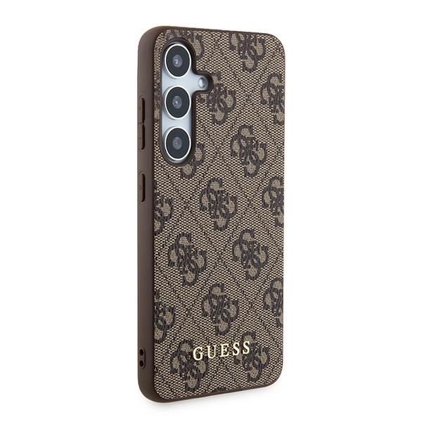Guess Samsung Galaxy S24 vāciņš 4G Metal Gold Logo, brūns