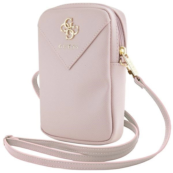 Guess tālruņa somiņa ZIP Leather Triangle, rozā