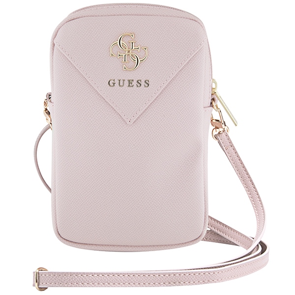 Сумка для телефона Guess ZIP Leather Triangle, розовая