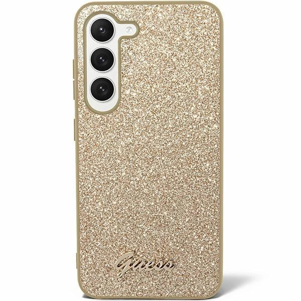 Guess Samsung Galaxy S24+ Case Glitter Script, Gold