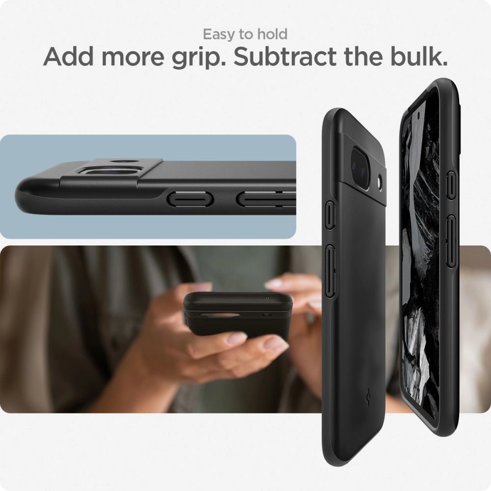 Google Pixel 8A Spigen Thin Fit Case Cover, Black | Telefona Vāciņš Maciņš Maks Apvalks Bampers