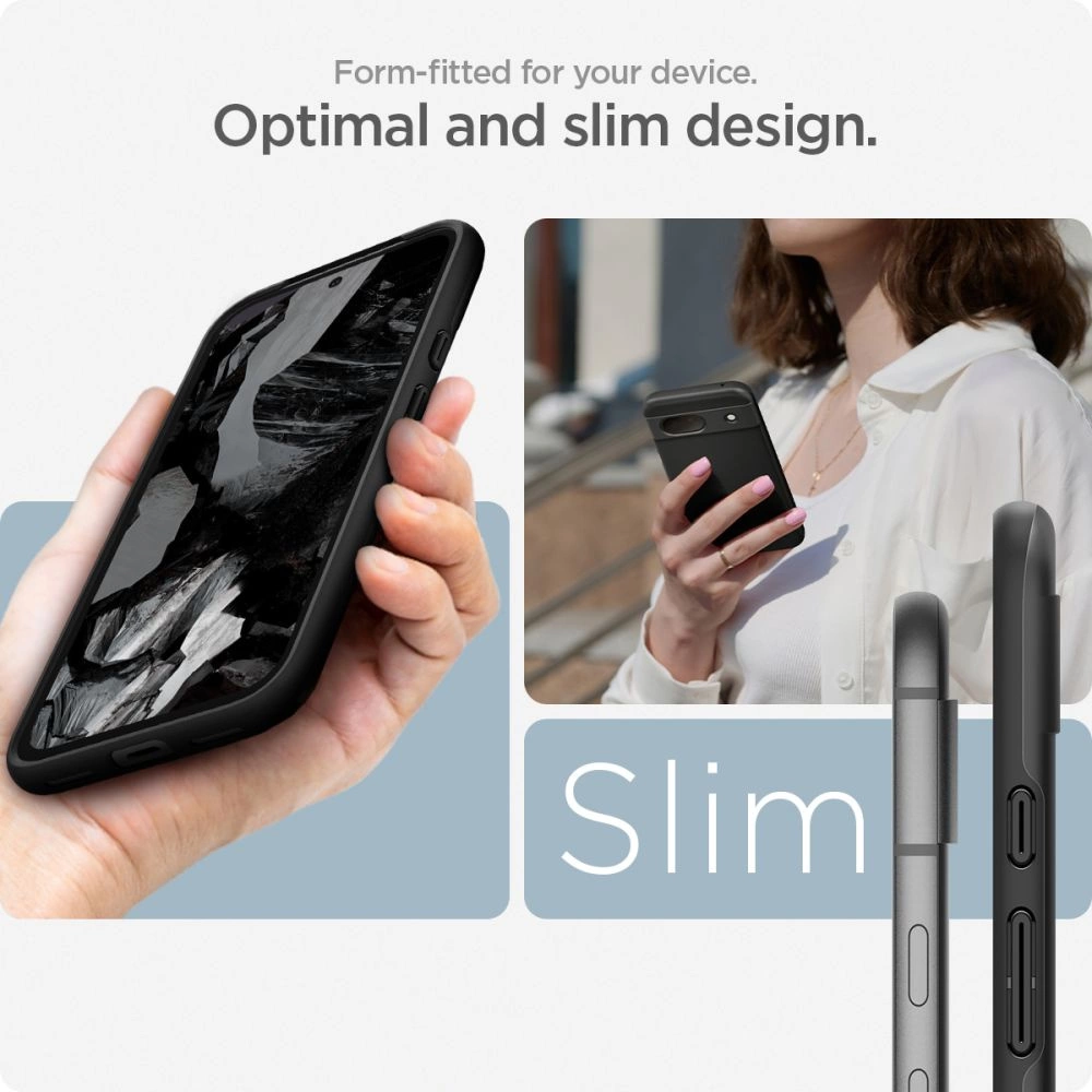 Google Pixel 8A Spigen Thin Fit Case Cover, Black | Telefona Vāciņš Maciņš Maks Apvalks Bampers