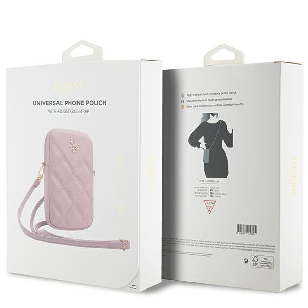 Guess Zip Quilted 4G Phone Bag, Pink
