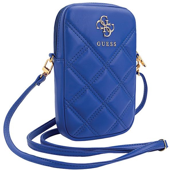 Guess Zip Quilted 4G pleca soma tālrunim, zila