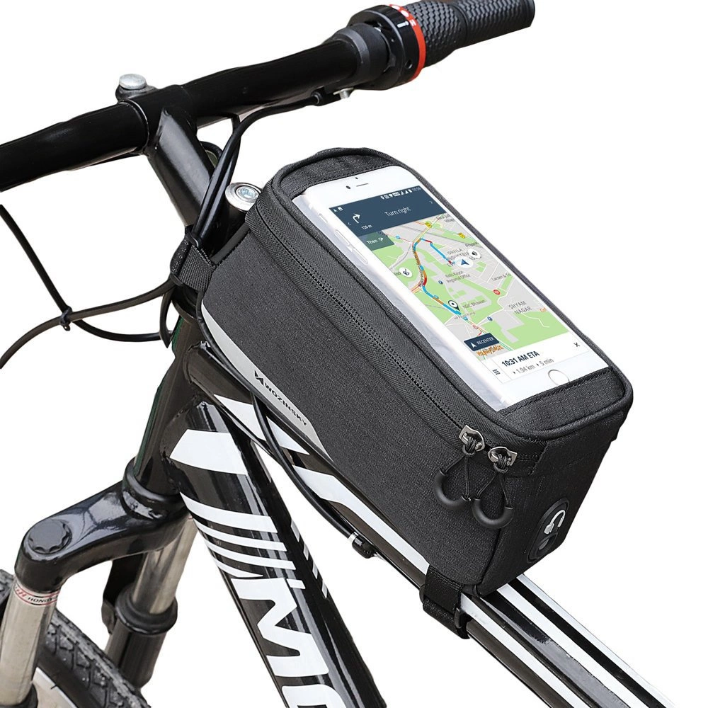 Wozinsky rāmja velosipēda soma tālruņa līdz 6,5 collu 1l melna (WBB6BK) | frame bike bag phone cover up to 6.5...