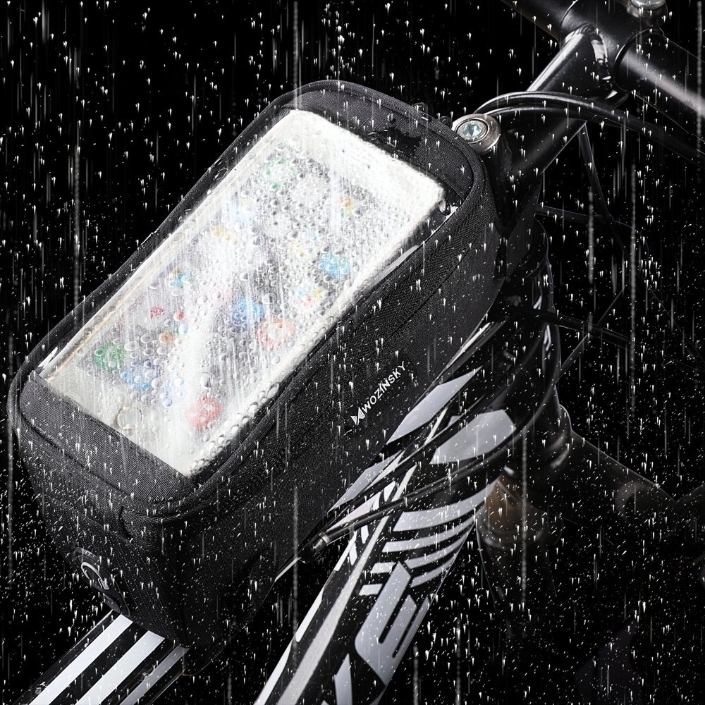 Wozinsky rāmja velosipēda soma tālruņa līdz 6,5 collu 1l melna (WBB6BK) | frame bike bag phone cover up to 6.5...