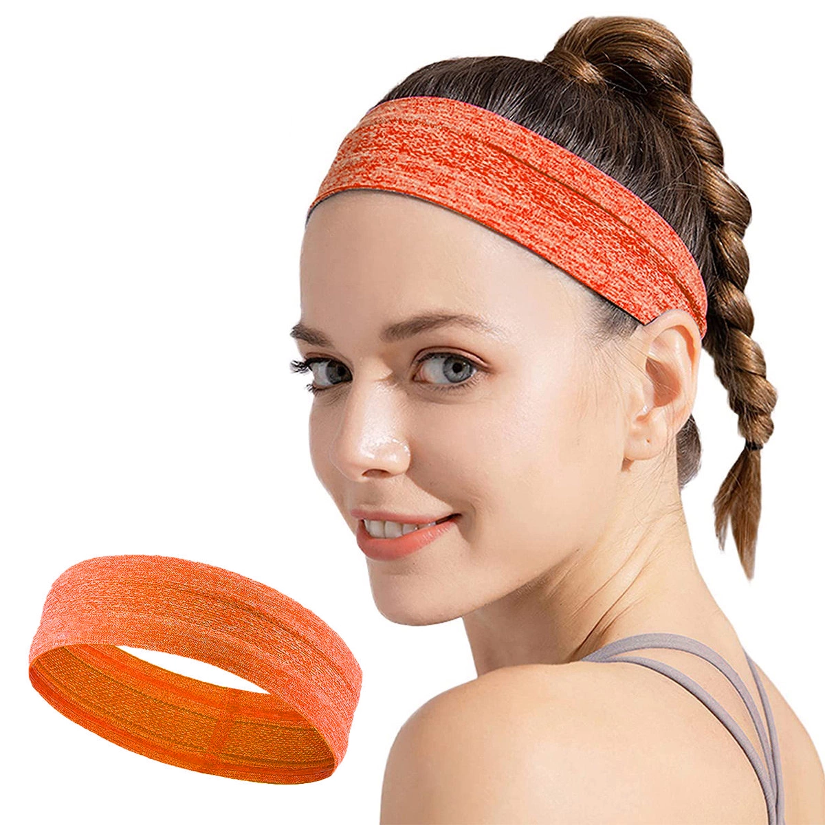 Elastīga auduma aproce skriešanai fitnesa apelsīnu krāsā | Elastic fabric headband for running fitness orange