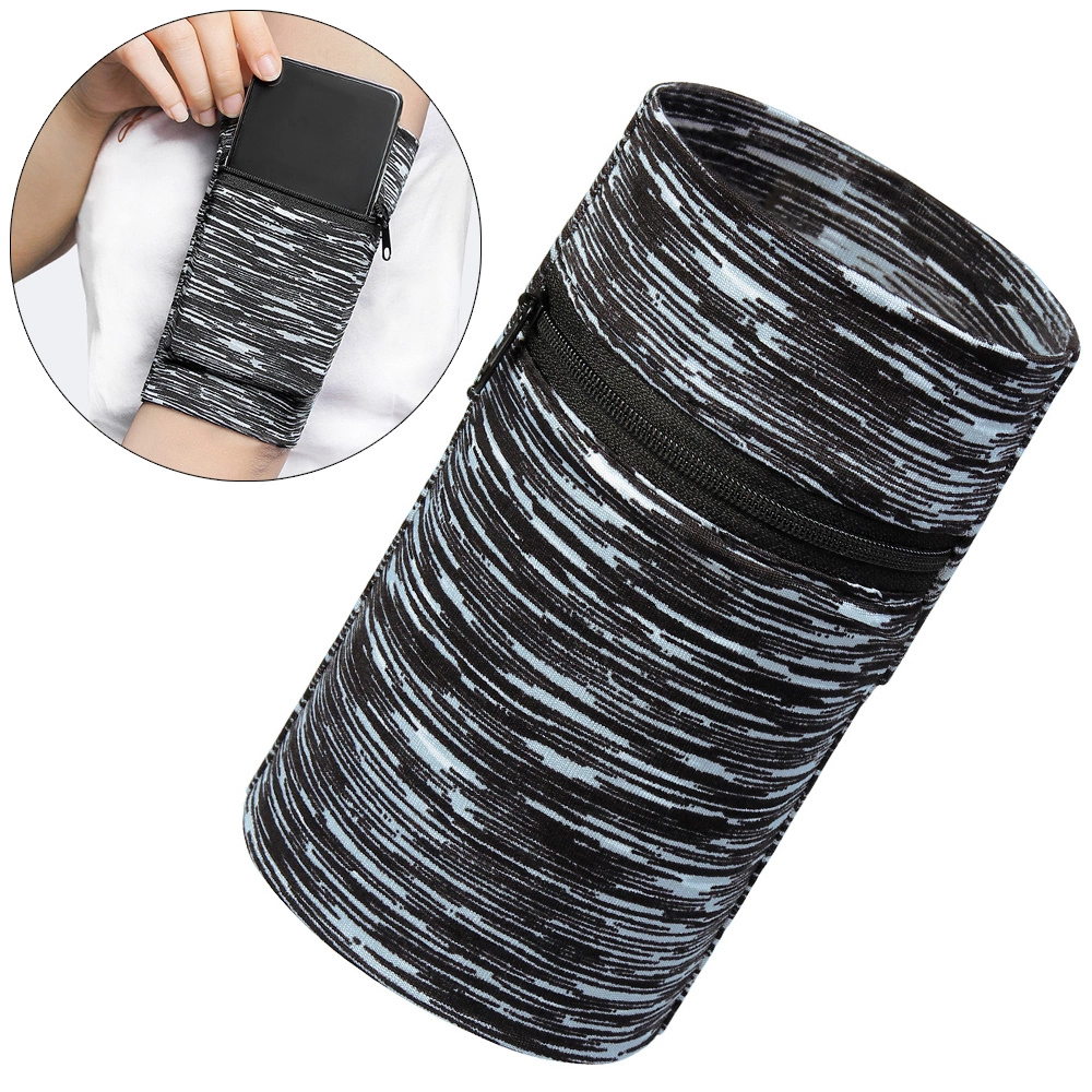 Auduma aproce skriešanai fitnesa svītrām balta / melna | Fabric armband for running fitness stripes white black