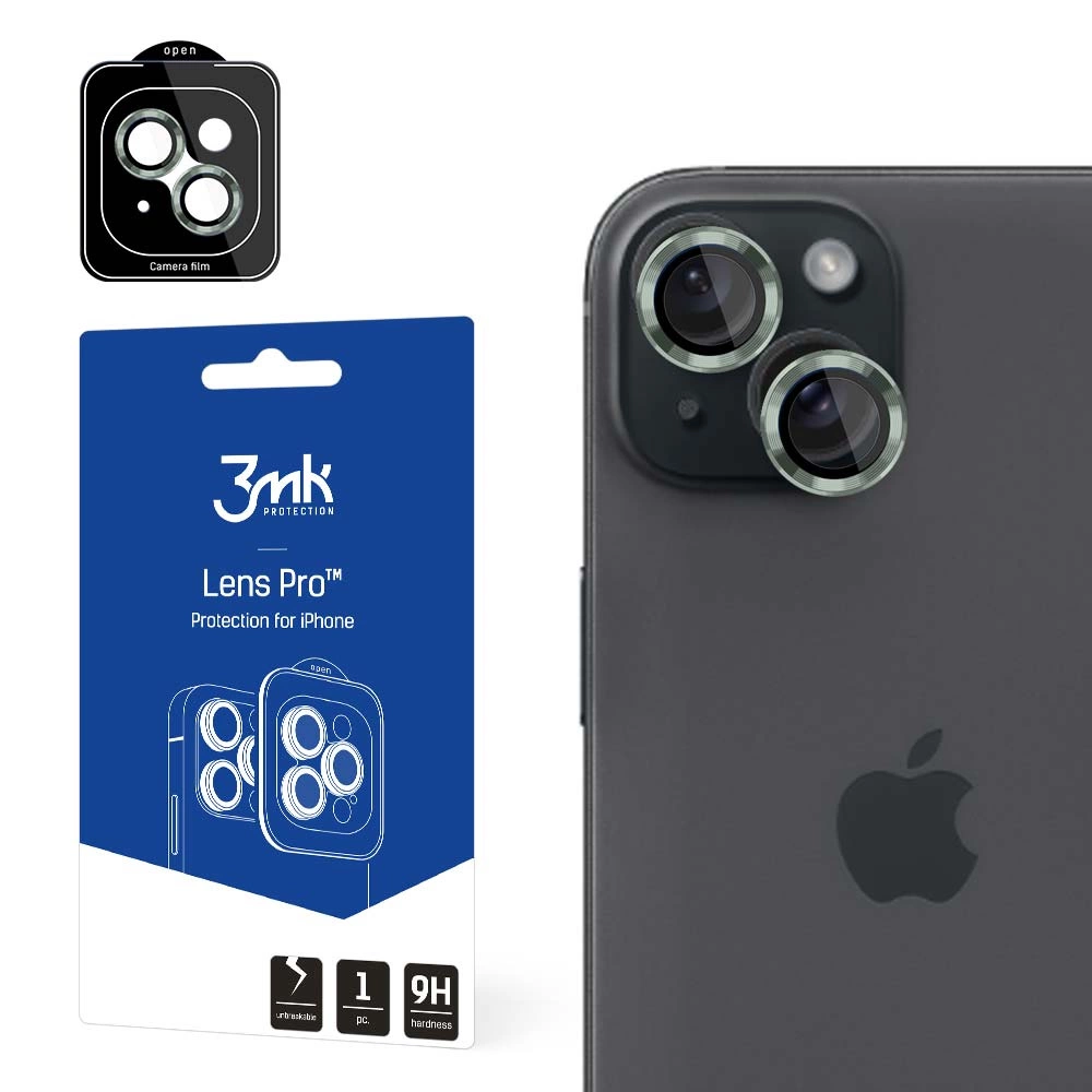 3mk Lens Protection Pro Camera Protector for iPhone 15 Plus, Green