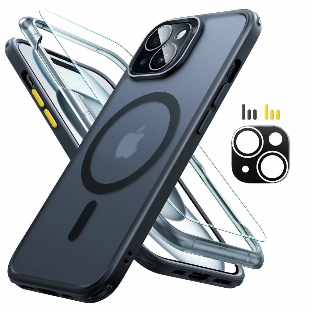 ESR Classic Pro komplekts Halolock MagSafe korpuss + stikls displejam un kamerai iPhone 15 - melns | Set case glass for...