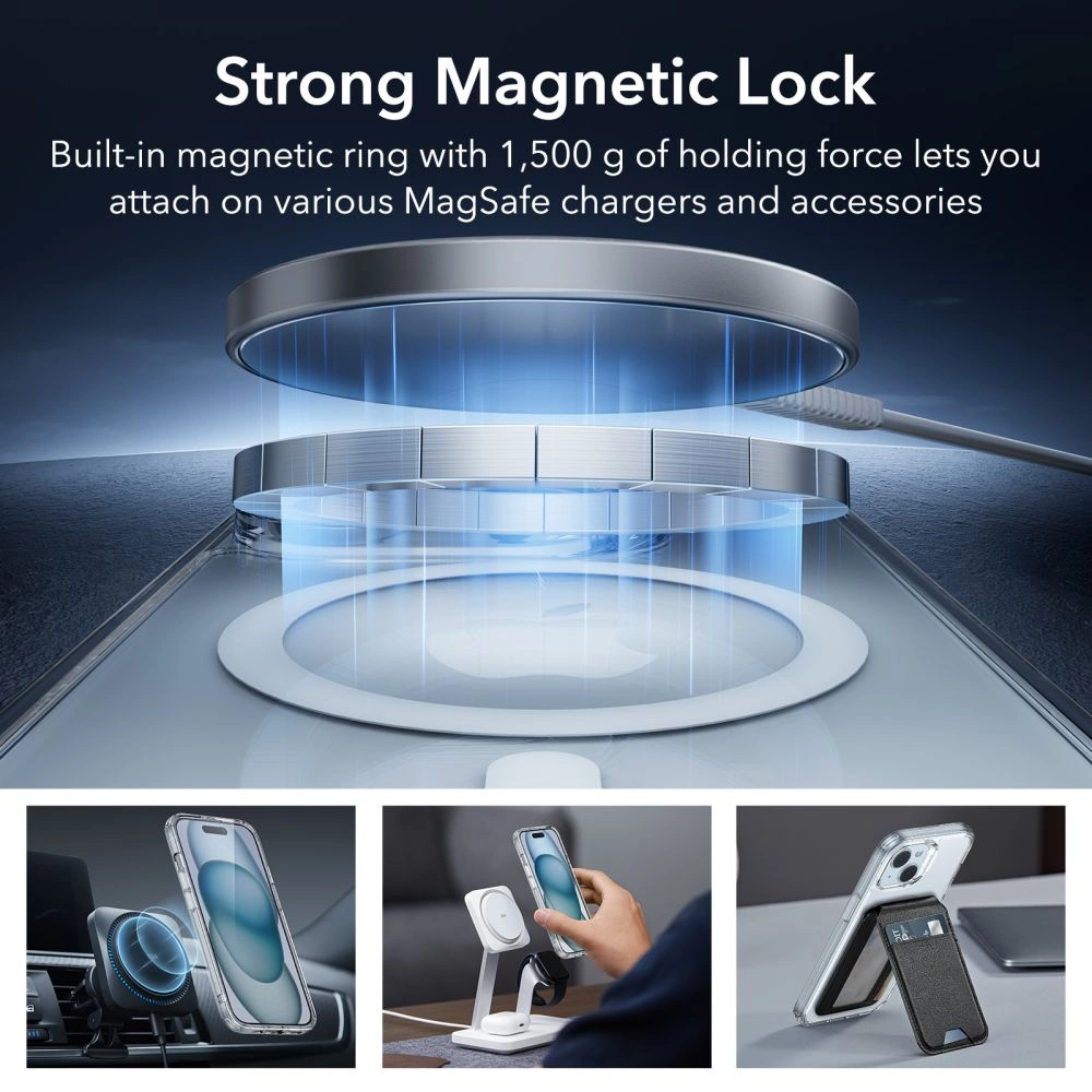 ESR Classic Pro Set Halolock MagSafe case + glass for display and camera for iPhone 15 - transparent