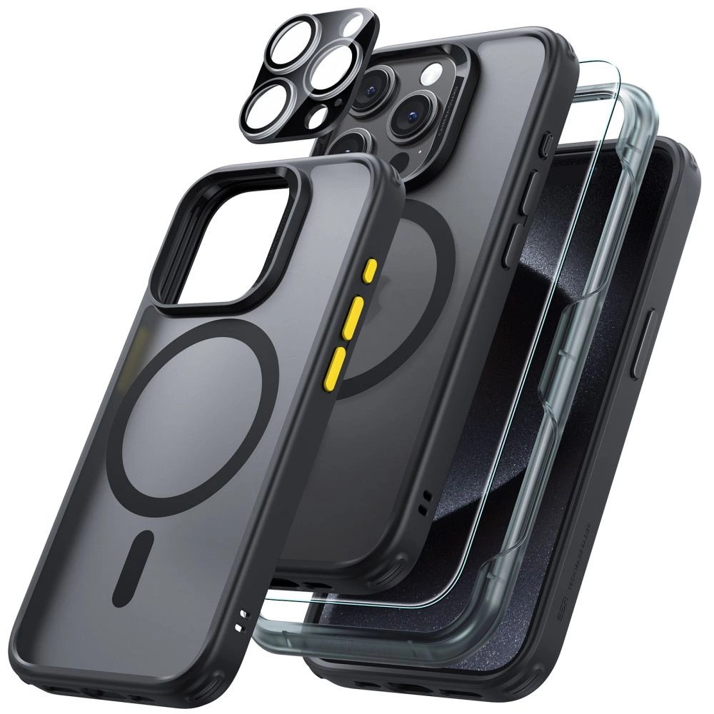ESR Classic Pro Set Halolock MagSafe case + glass for display and camera for iPhone 15 Pro Max - black