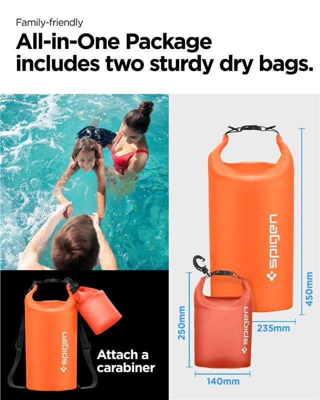 Spigen Aqua Shield A630 bag waterproof 20 l + bag 2 l - orange