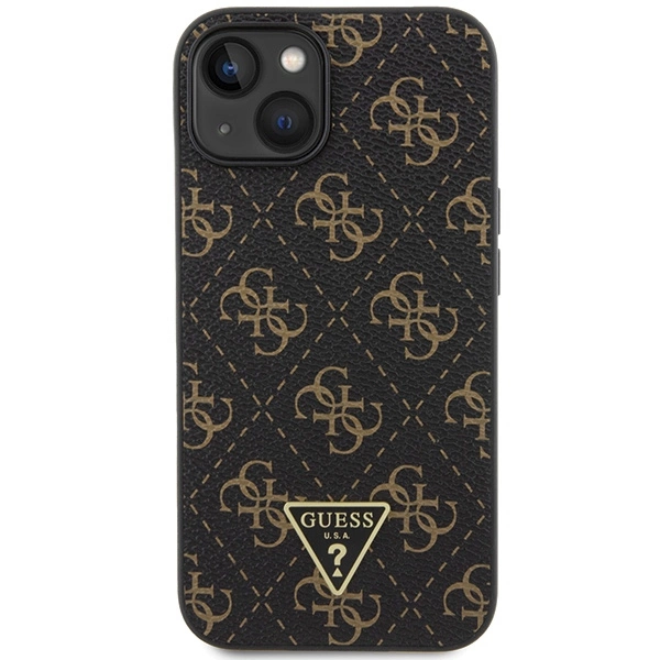 Guess 4G Triangle Metal Logo Case for iPhone 15/14/13 - Black
