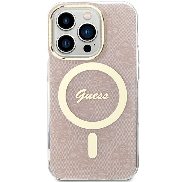 Guess iPhone 15 Pro vāciņš IML 4G MagSafe, rozā