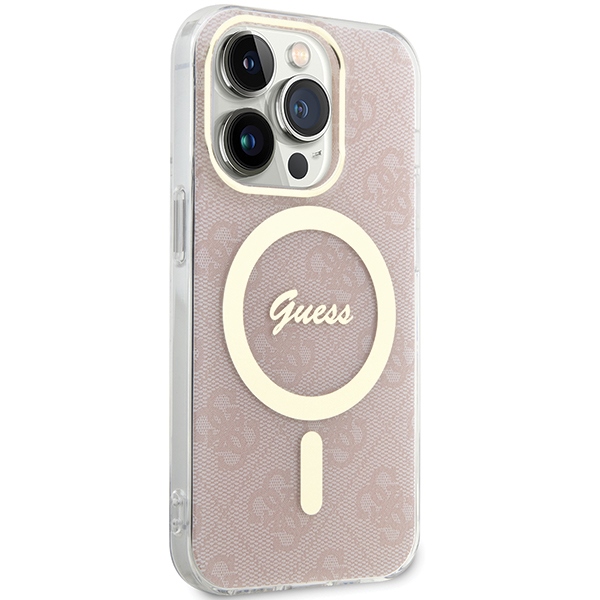 Guess iPhone 15 Pro vāciņš IML 4G MagSafe, rozā