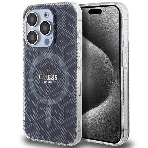 Guess IML GCube MagSafe apvalks iPhone 15 Pro - melns | case for black