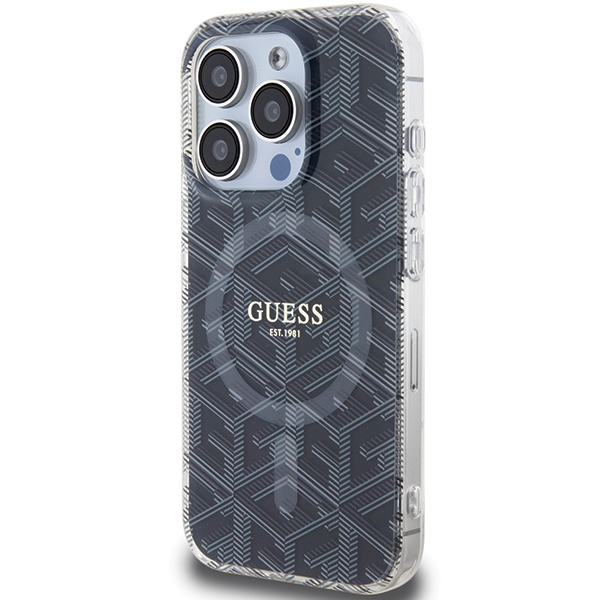 Guess iPhone 15 Pro vāciņš IML GCube MagSafe, melns