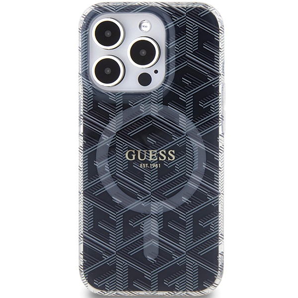 Guess iPhone 15 Pro vāciņš IML GCube MagSafe, melns