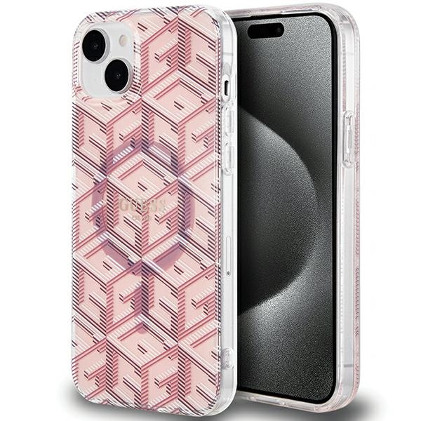 Guess IML GCube MagSafe futrālis iPhone 15 Plus / 14 - rozā krāsā | case for pink