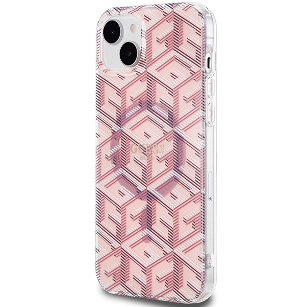 Guess iPhone 15 Plus / 14 Plus vāciņš IML GCube MagSafe, rozā