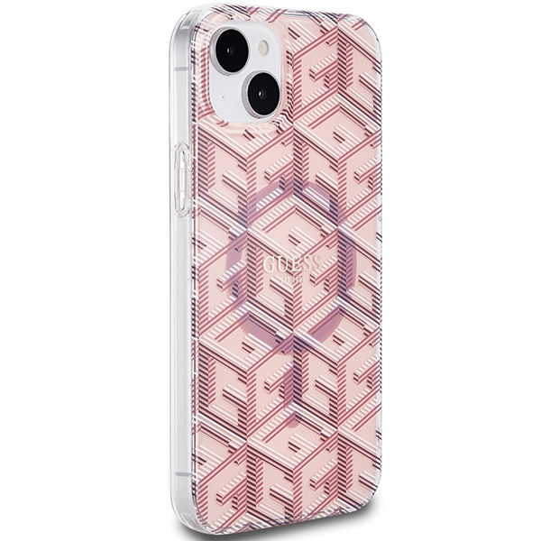 Guess iPhone 15 Plus / 14 Plus vāciņš IML GCube MagSafe, rozā