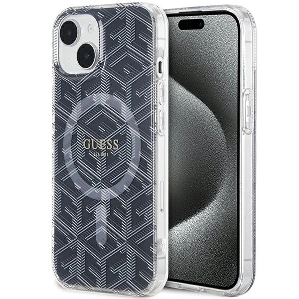 Guess iPhone 15 / 14 / 13 vāciņš IML GCube MagSafe, melns