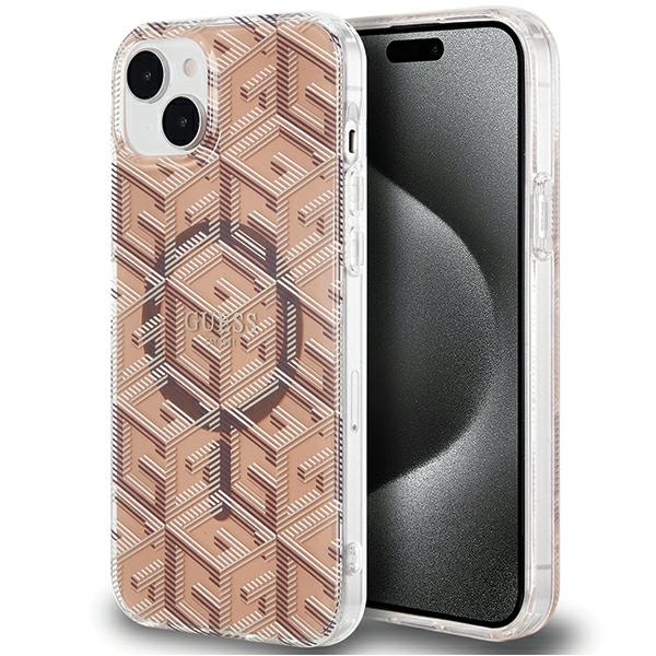 Guess iPhone 15 / 14 / 13 vāciņš IML GCube MagSafe, brūns