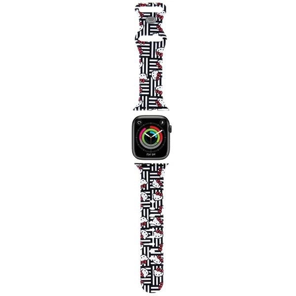 Ремешок Hello Kitty для Apple Watch 38 / 40 / 41 mm Silicone Heads & Stripes, черный