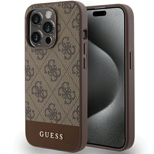 Guess 4G Stripe Collection futrālis iPhone 15 Pro Max - brūns | case for brown