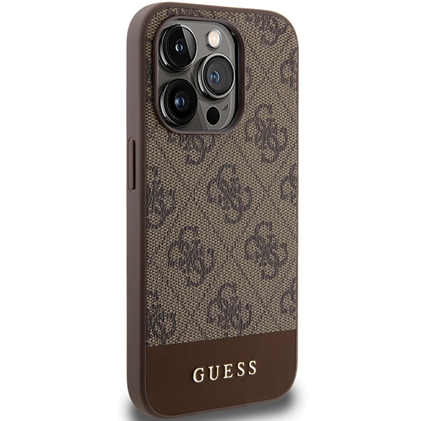 Guess 4G Stripe Collection case for iPhone 15 Pro Max - brown