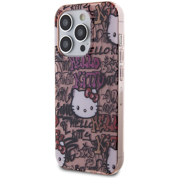 Чехол Hello Kitty для iPhone 14 Pro IML Tags Graffiti, розовый