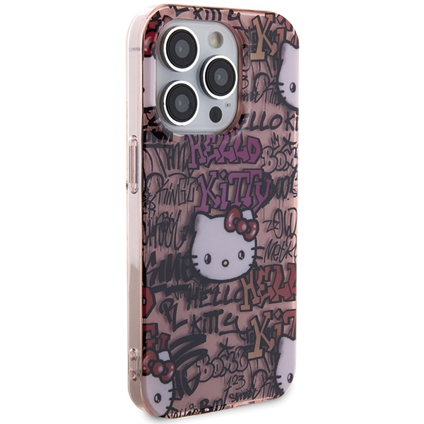 Чехол Hello Kitty для iPhone 14 Pro IML Tags Graffiti, розовый