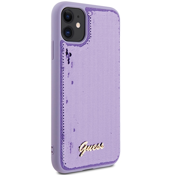 Guess iPhone 11 / Xr Case Sequin Script Metal, Purple