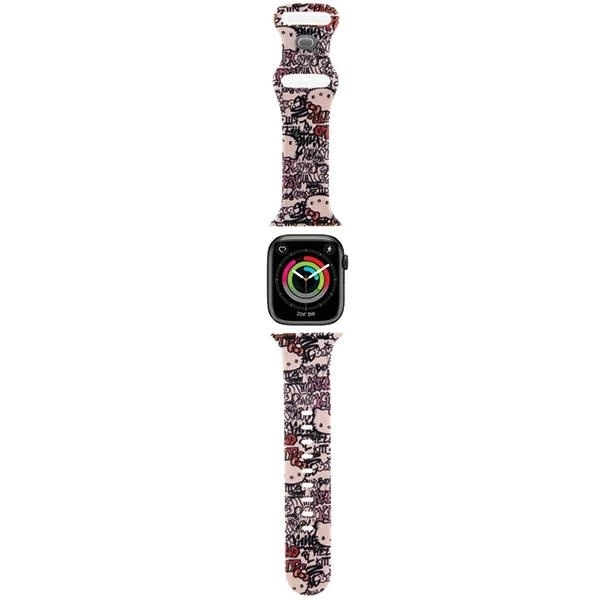 Ремешок Hello Kitty для Apple Watch 38 / 40 / 41 mm Silicone Tags Graffiti, розовый